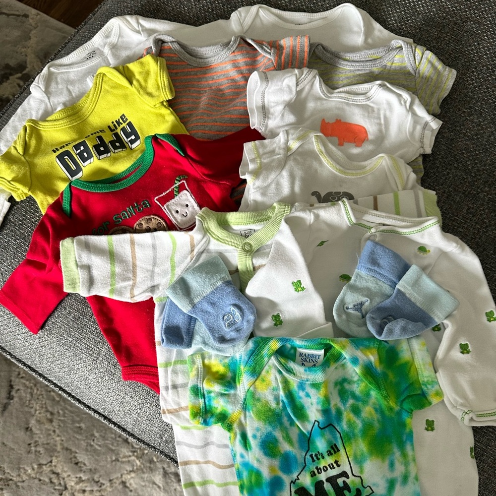 Set of 13 newborn clothes, used